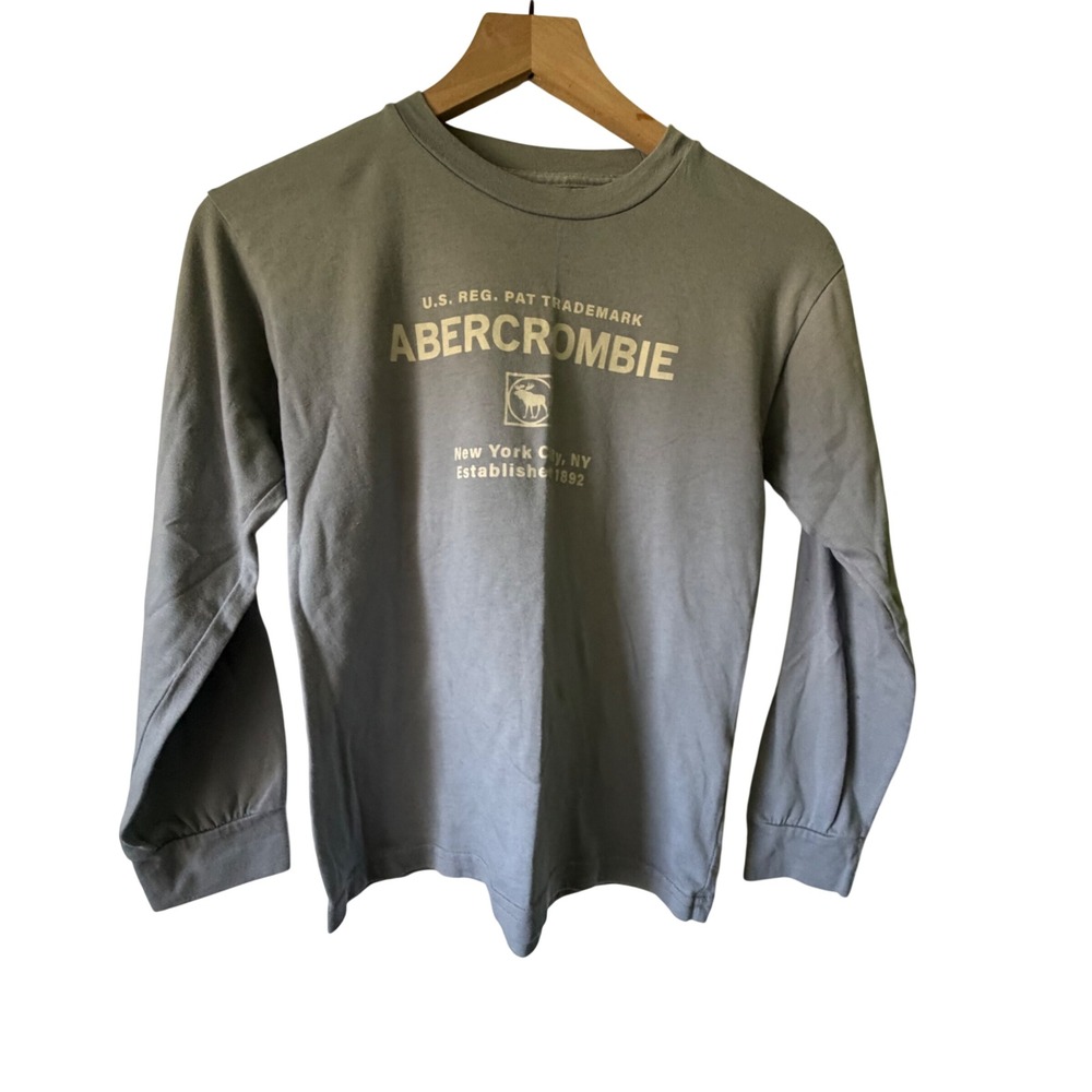 Abercrombie Kids Long‎ Sleeve Tee Kids 11/12 Blue  Relaxed Logo Graphic